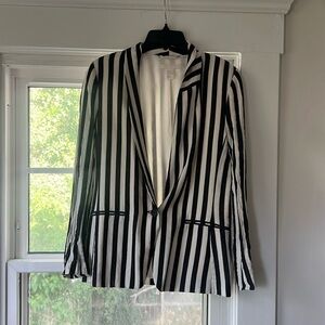 H&M Black and White Striped Blazer